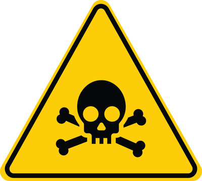 Danger sign with skull, triangular danger sign