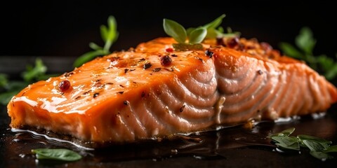 Salmon fillets on the table, created with generative AI