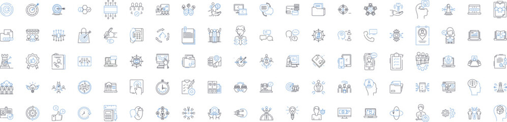 Friendly alliance line icons collection. Amicable, Cooperative, Collaborative, Synergistic, Supportive, Affable, Cordial vector and linear illustration. Sociable,Comradely,Amiable Generative AI