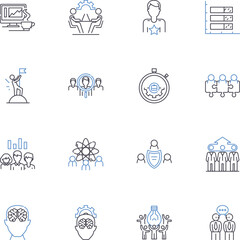 Program managers line icons collection. Leadership, Coordination, Strategy, Planning, Execution, Organizational, Teamwork vector and linear illustration. Generative AI