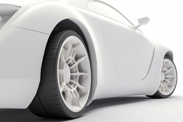 Obraz na płótnie Canvas 3D side view of wheelless car body on white background. Generative AI