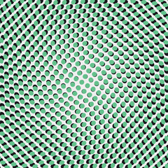Green circles illusion pattern. Distorted abstract dot texture. Digital optical art. Vector illustration.