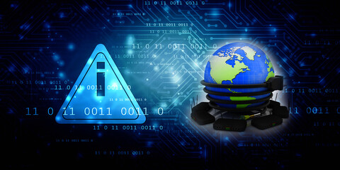 3d rendering Fiber optical cable connected modem network
