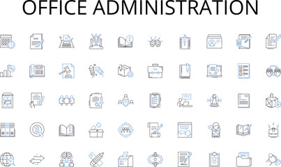 Fototapeta na wymiar Office administration line icons collection. Collaboration, Partnership, Interdependence, Affiliation, Alliance, Unity, Cooperation vector and linear illustration. Generative AI