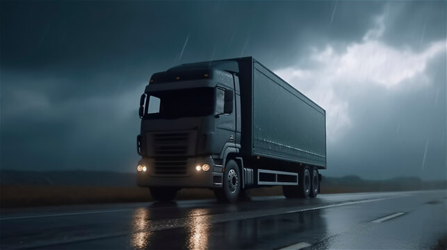 a lorry drives on a road, generativ AI