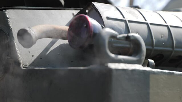Armoured personnel carrier barrel close up