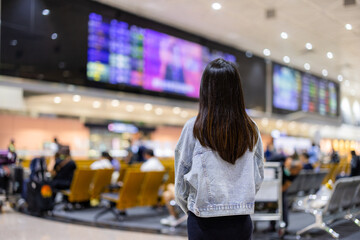 Woman go travel in the airport