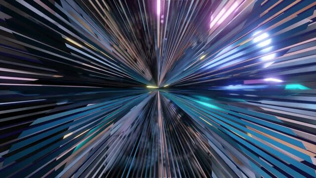 Abstract background 3D animation shiny futuristic objects made of geometric elements transforms and rotates in space loop. Great for scientific, technological, industrial, futuristic, luxury, sci-fi i