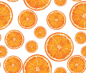 Seamless orange pattern, fruit pattern.