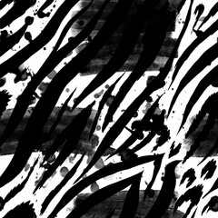 Seamless watercolor zebra, tiger texture.