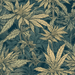 Hemp Leaf pattern seamless background