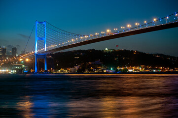 night view the bosphorus bridge in istanbul turkey