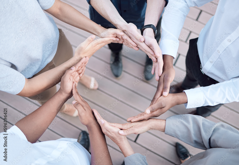 Poster when we all help one another, everybody wins. shot of a group of unrecognizable businesspeople formi
