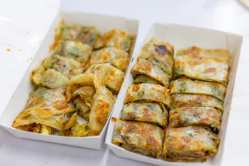 Taiwanese omelette in breakfast store in Taiwan