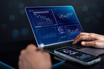 Analyst working in Business Analytics and Data Management System to make report with KPI and...