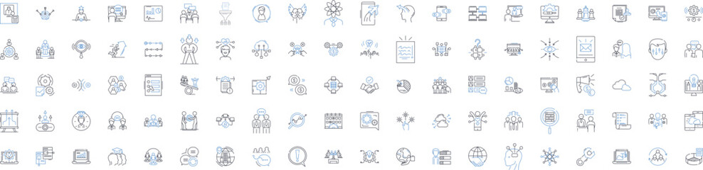Employee idea line icons collection. Innovation, Creativity, Brainstorming, Ideation, Collaboration, Imagination, Ingenuity vector and linear illustration. Exploration,Inspiration,Vision Generative AI