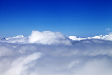 Mountains under clouds in nice day