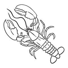 Lobster outline art ,good for graphic design resources, posters, banners, templates, prints, coloring books and more.