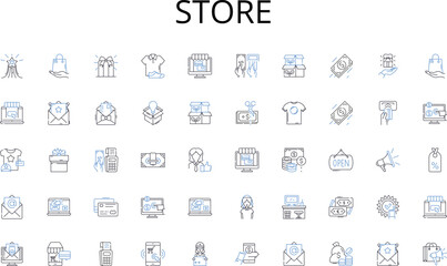 Store line icons collection. Accountability, Authority, Commitment, Consistency, Control, Compliance, Dedication vector and linear illustration. Determination,Diligence,Endurance outline Generative AI