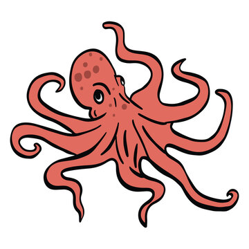 Swimming red octopus ,good for graphic design resources, posters, banners, templates, prints, coloring books and more.