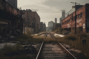 Desolate urban landscape art. Generative AI