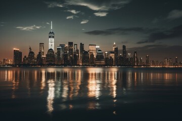 Fototapeta na wymiar View of Manhattan's skyline as seen from Jersey City. Generative AI
