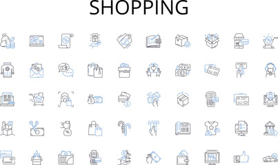 Shopping line icons collection. Automation, Robotics, Mechanization, Integration, Efficiency, Precision, Assembly vector and linear illustration. Calibration,Production,Maintenance Generative AI