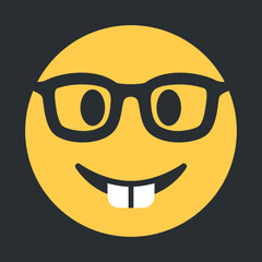 Nerd Face Vector Emoji Icon. Isolated  smiling yellow face with glasses.