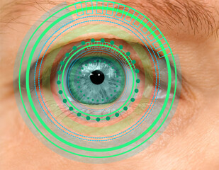 close up part face mature woman 55 years old, human eye, lower, upper eyelid, deep wrinkles around...