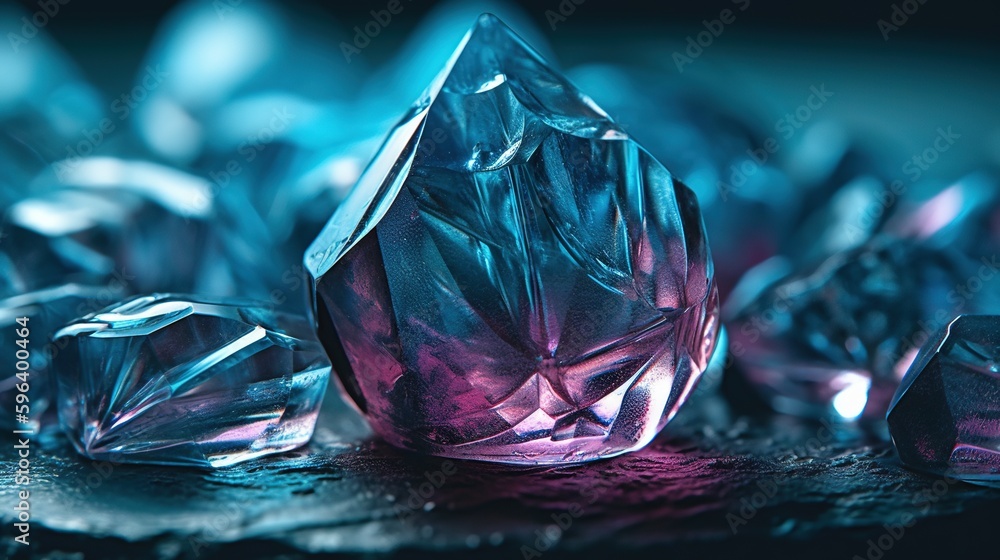 Poster a close up of a group of diamonds on a table. generative ai