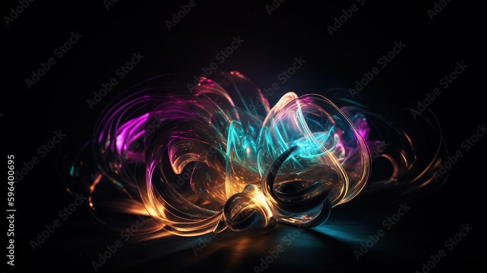 Aufkleber an abstract image of a spiral of light in the dark. generative ai