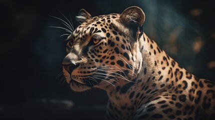 Fototapeta na wymiar a close up of a leopard with a blurry background. generative ai