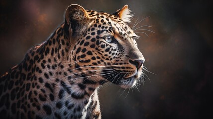 Fototapeta na wymiar a close up of a leopard's face with a dark background. generative ai