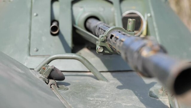 Armoured personnel carrier barrel close up