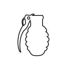 Black outline of a military grenade isolated on a white background. Military grenade icon