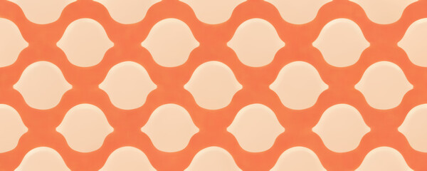 Abstract pattern art background. Decorative ornament. Pastel coral orange beige color symmetric repeat minimal curve cell design print illustration.