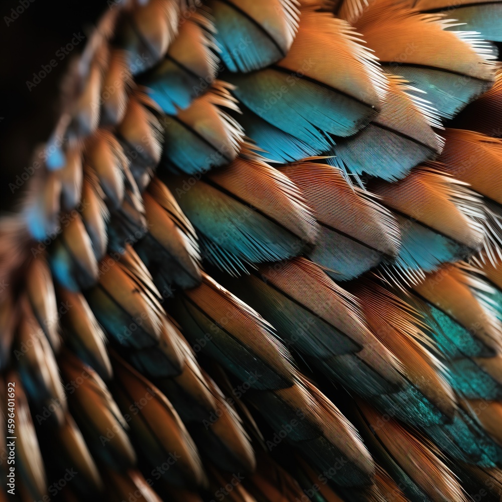 Aufkleber a close up of a colorful bird's feathers pattern. generative ai