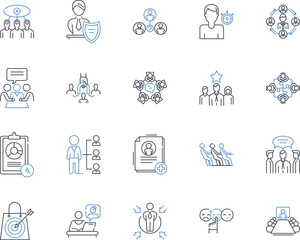 Command center line icons collection. Control, Hub, Command, Central, Operations, Monitor, Management vector and linear illustration. Oversight,Interface,Coordination outline signs set Generative AI - obrazy, fototapety, plakaty