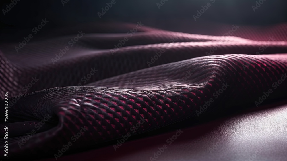 Poster a close up of a red tie on a table with a black background. generative ai