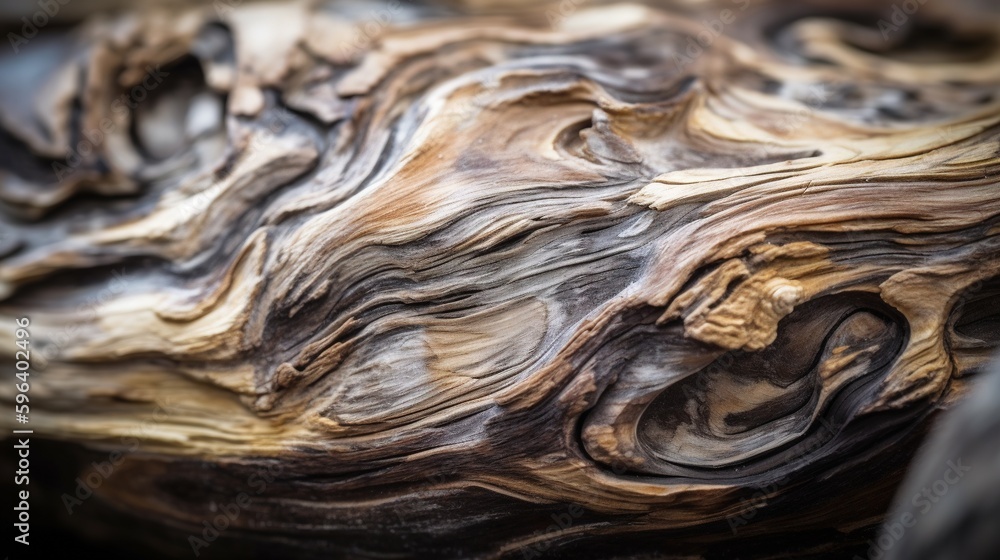 Aufkleber a close up of a tree trunk that is brown and black. generative ai