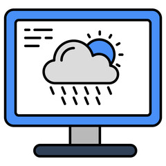 Online weather forecast icon in flat design available for insane download 
