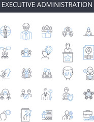 Executive administration line icons collection. Management leadership, Corporate ownership, Professional governance, Fiscal management, Business direction, Senior supervision, Generative AI