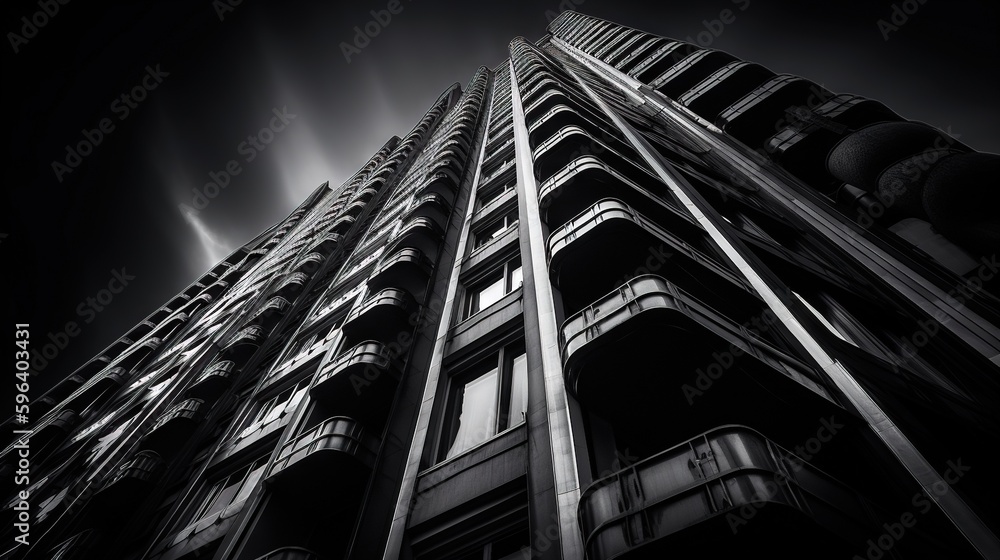 Poster a tall building with a clock on the side of it. generative ai