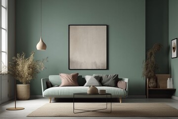 Green Sage Living Room Interior Design Created with Generative AI