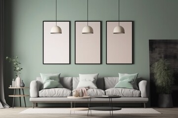 Green Sage Living Room Interior Design Created with Generative AI