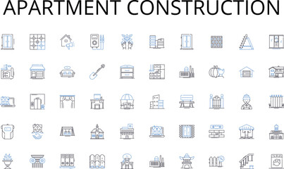Apartment construction line icons collection. Renovation, Restoration, Remodeling, Makeover, Upgrade, Refurnish, Refit vector and linear illustration. Redesign,Overhaul,Rejuvenate Generative AI