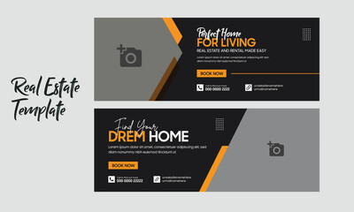 Perfect and modern home sale Facebook cover banner template for real estate company, web ads