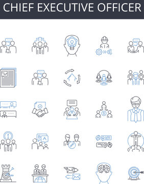 Chief Executive Officer line icons collection. President Elect, Senior Manager, Managing Director, General Counsel, Financial Officer, Marketing Specialist, Operations Manager vector and Generative AI