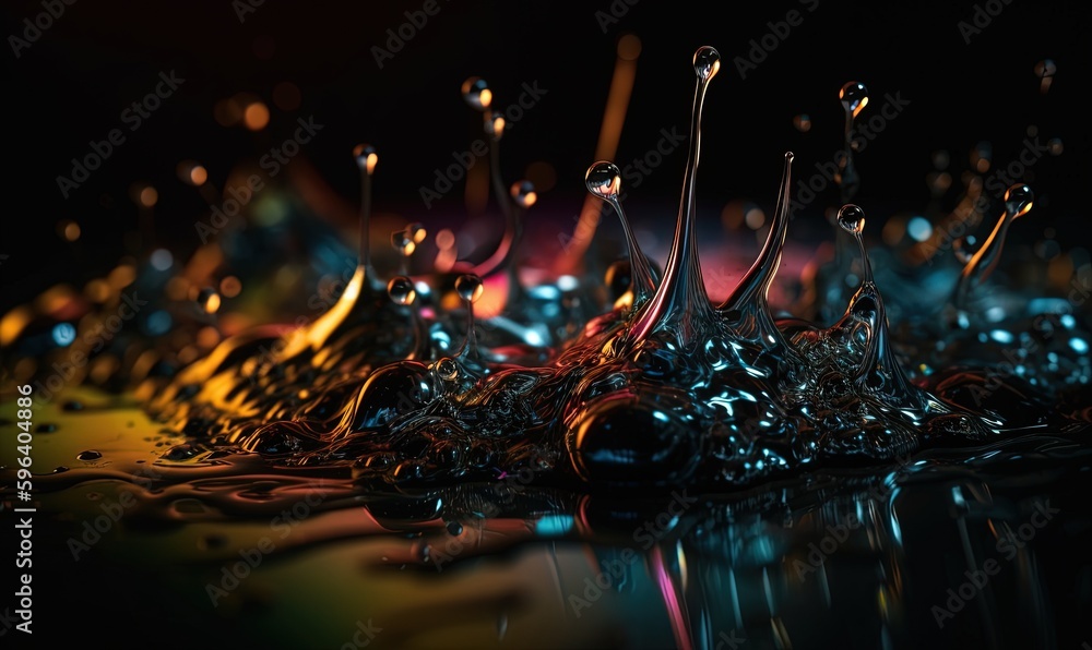 Poster a group of water droplets floating on top of each other. generative ai