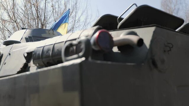 Armoured personnel carrier barrel close up